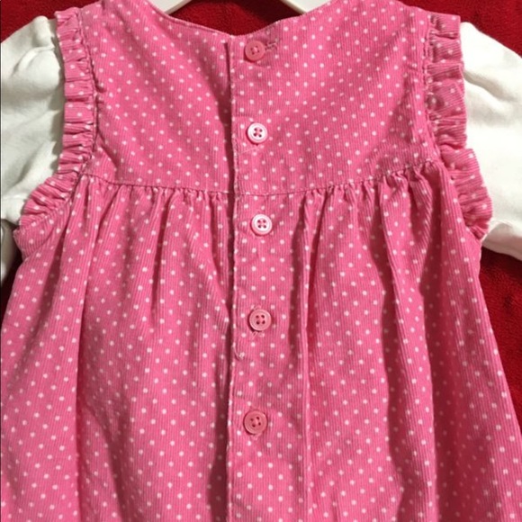 Carter’s pink and white polkadot corduroy overalls - Picture 5 of 7